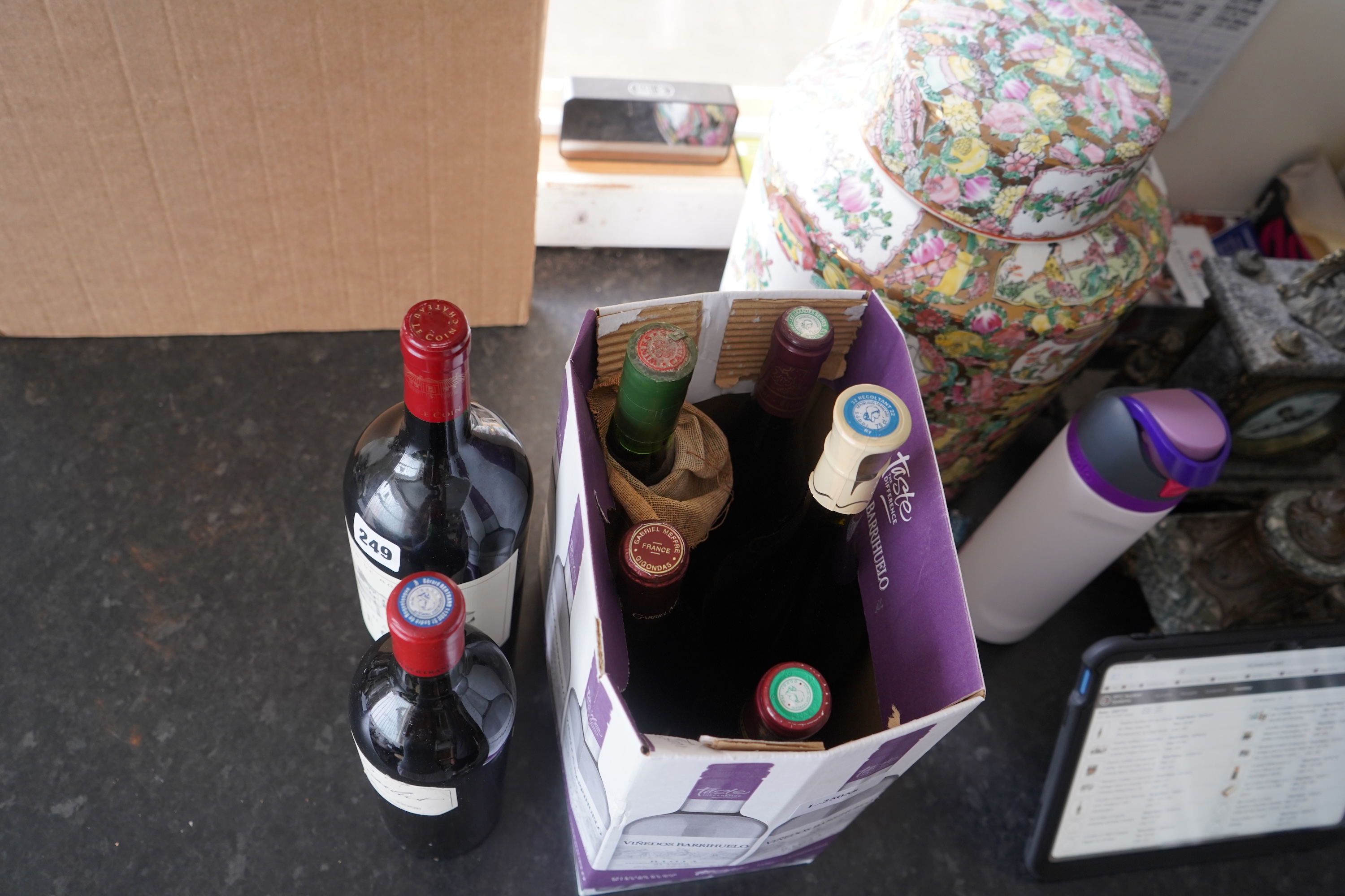 A Magnum of 2014 Chateau Le Coin Bordeaux, three bottles of 1998 Gerard Bertrand Cigalus and five others.